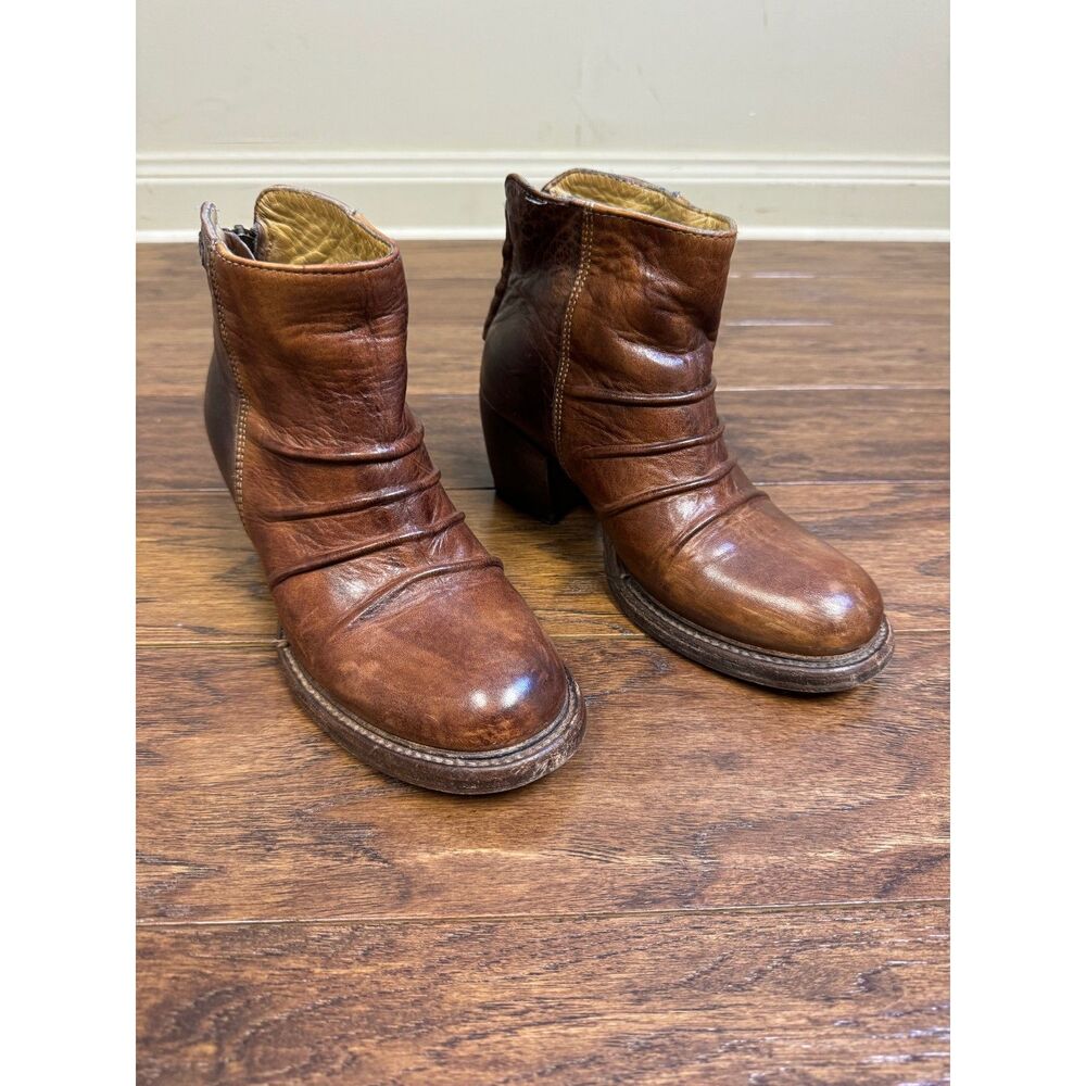 BEDSTU Arcane Cobbler Series Bench Made Brown Leather Booties, Sz, 6.5